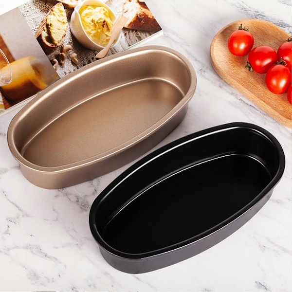 Oval Bageform Jævnt Opvarmet Kulstofstål Premium Praktisk Bageplade Madlavningsgadget Golden