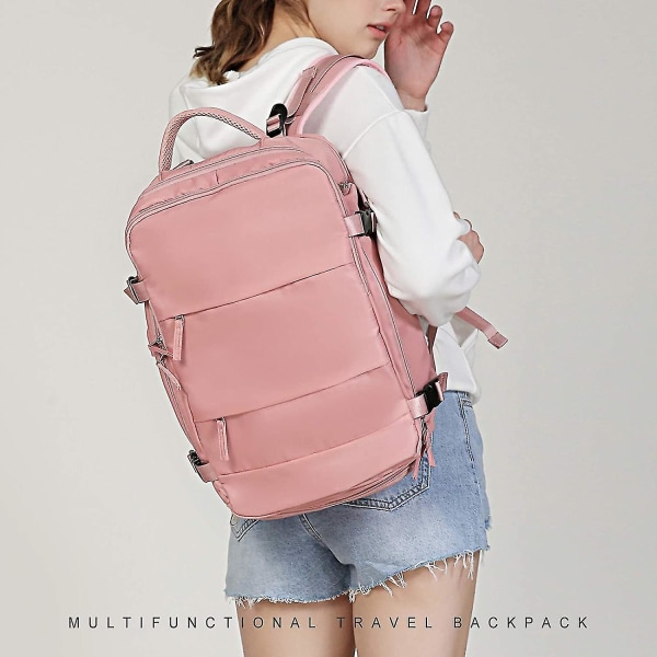 Stor reseryggsäck för kvinnor män, handbagageryggsäck, vandringsryggsäck, vattentät Pink