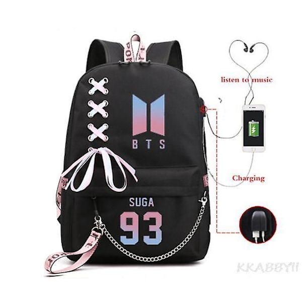 Kpop Groups Ryggsäck USB Charge Vattentät Business Skolväska Tonåringar Laptop Travel Dagsäck Mochila Skolväska picture color1