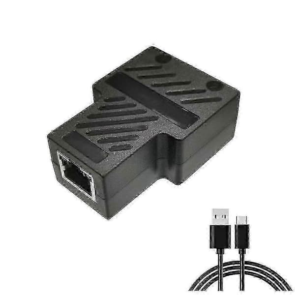 Ethernet Splitter 100Mbps RJ45 Netværksforlængerstik 1 til 2 Ethernet-adapter Internetnetværk Sort SZRH