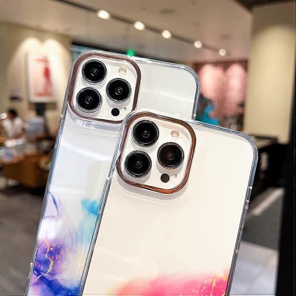 För iPhone 13 Guldmarmorerat mönster med snodd mobilskal Blue
