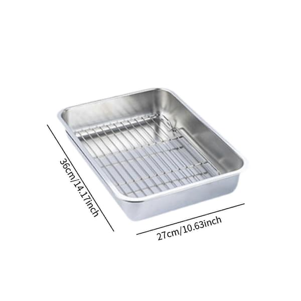 Bakplåt med galler, oljesil, rektangulär ugnsplåt och kylgaller 36x27x7cm