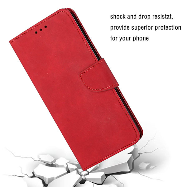 For Samsung Galaxy A14 5g Lommebok telefonveske Magnetisk lukkestativ Flip Ensfarget Pu-skinn beskyttende telefondeksel Red