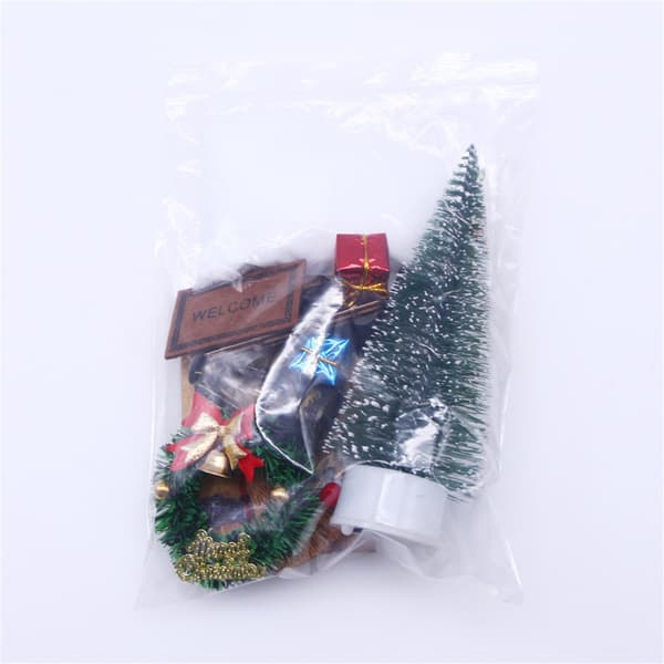Jul Miniatyr Tomte Set Jul Dockskåp Tillbehör Miniatyr Dockskåpsmöbler Mini Hus Lysande Ornament