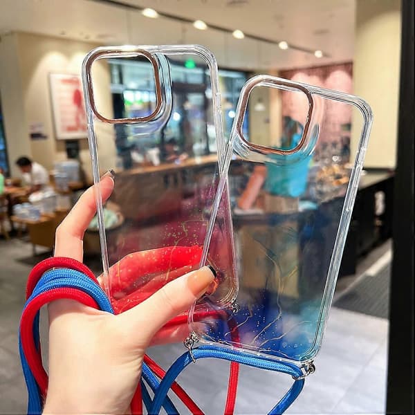 För iPhone 13 Guldmarmorerat mönster med snodd mobilskal Blue