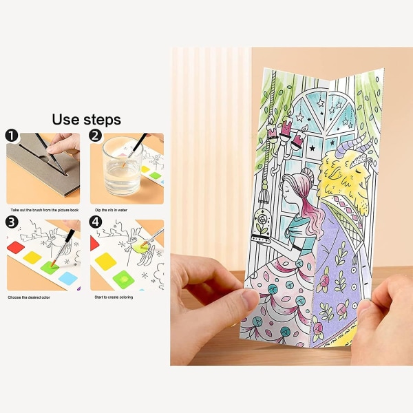 Pocket akvarell målarbok, pocket akvarell målarbok för barn, reseficka akvarell målarbok A