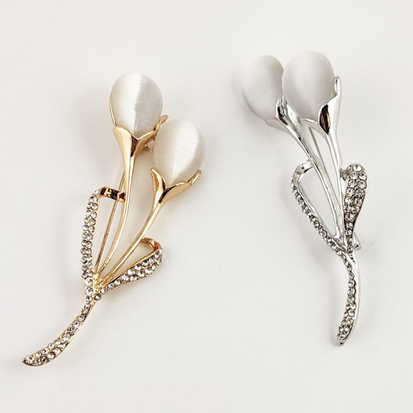 Guoshang Naisten Ruusukulta Opaali Calla Lily Rintaneula Kukka Opaali rintaneula Takit Takit Puserot Tarvikkeet, hopea, 1 kpl