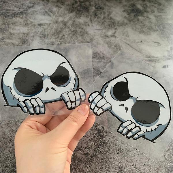 Jdm Bildekal Dörrsöm Skalle Reflekterande Rolig Sticker Fönster Cover Motorcykel Cover Scratch Dekoration| | B-SL 2PCS