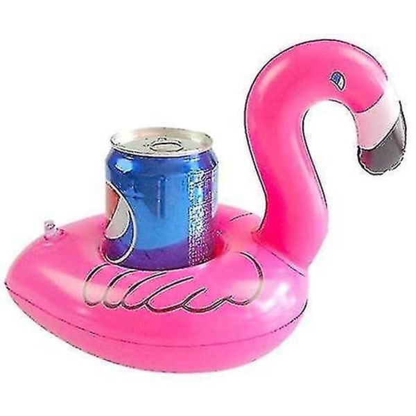 Oppblåsbar flytende flamingo-drinkholder 12 stk