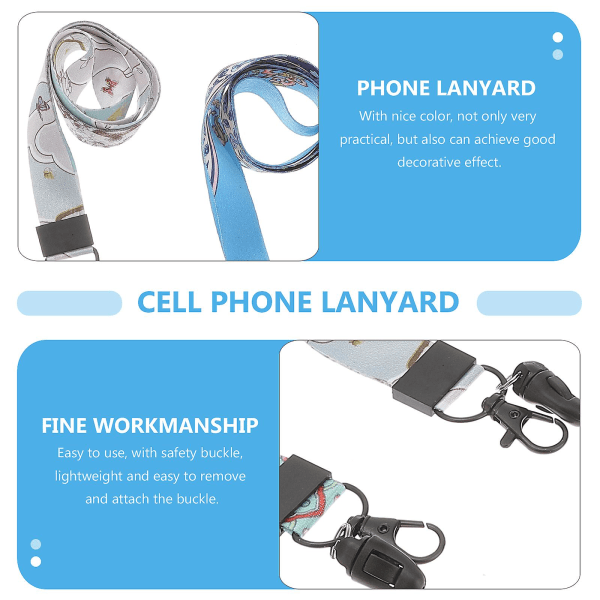 5 stk. Mobiltelefonholder Nøkkel Lanyard Lanyard Telefonholder Lanyard Nøkler Hals Nøkkelkjedeholder Nøkkelholder Halsrem