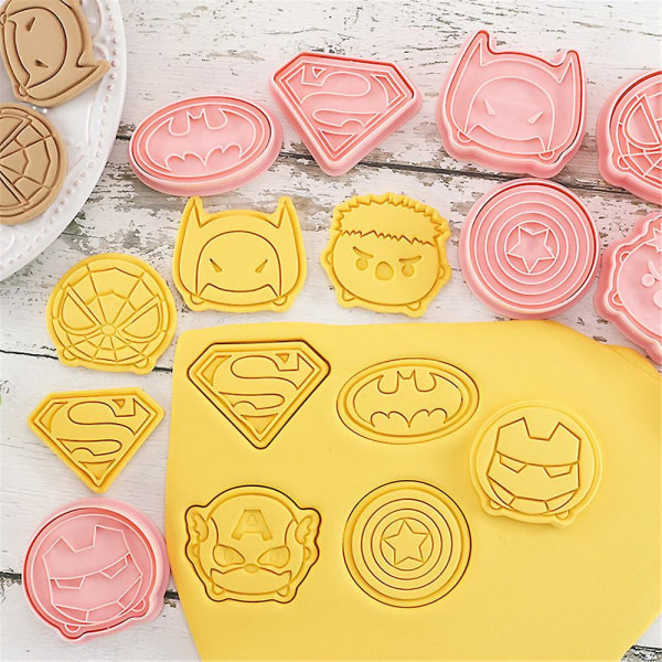 Spiderman Superman Cookie Cutters Söt form Kaka Fondant Bakning Gör-det-själv Mould 8st/ set