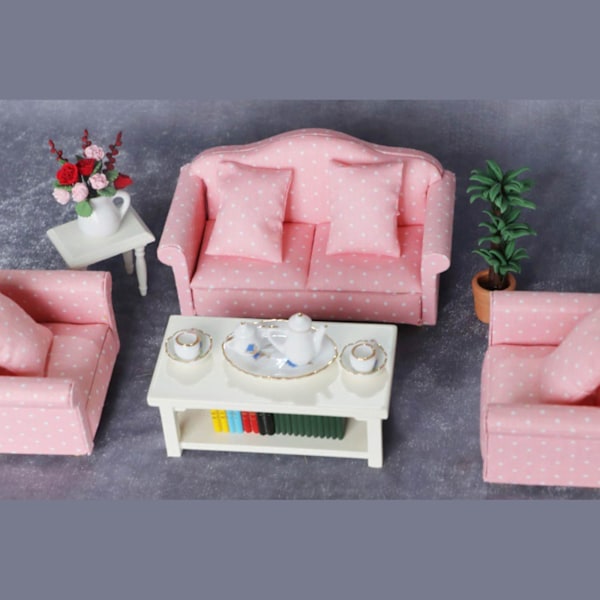1/12 Miniatyr Soffa Dubbel/Enkel För Säte För Dockhus Vardagsrum Accs Furni