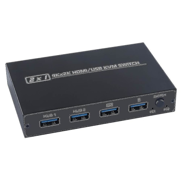 2 Port HDMI USB Kvm 4k Switch Splitter för delad skärm tangentbord och mus Adaptiv
