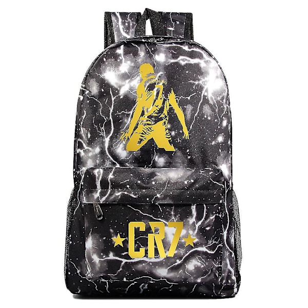 Cr7-ryggsäck med USB laddning, perfekt för pojkar och flickor, passar laptop, skolväskor med stöldskyddslås, perfekt för resor Mochila 5