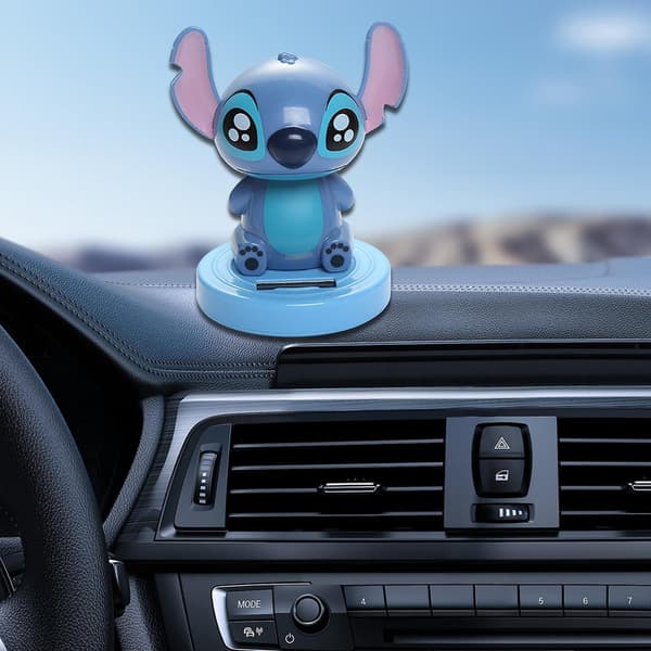 Bobble Head Bilpynt Bil Dashbord Dekorasjon Stitch Figur DB Blå Blue 10cmx10cmx12cm