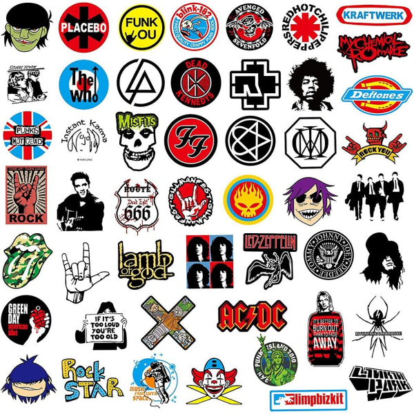 Sæt med 100 Rock Band Punk Stickers, Heavy Metal Punk Music Band, Vandtætte Vinyl Stickers