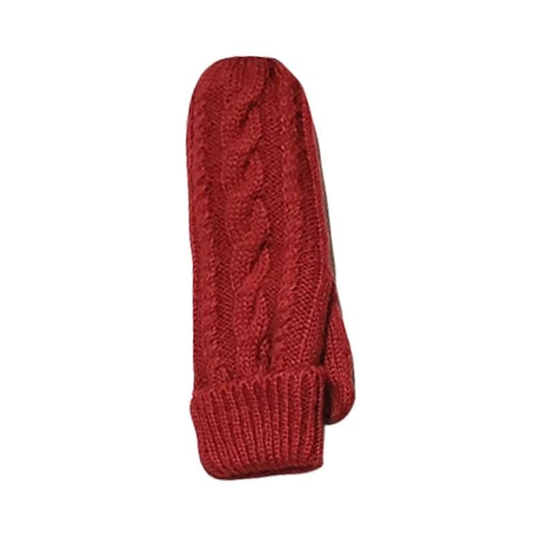 Dame bløde strikhandsker: Varme vinter-essentials. Ensfarvede, tykke vanter til hverdagsbrug Wine Red One Size
