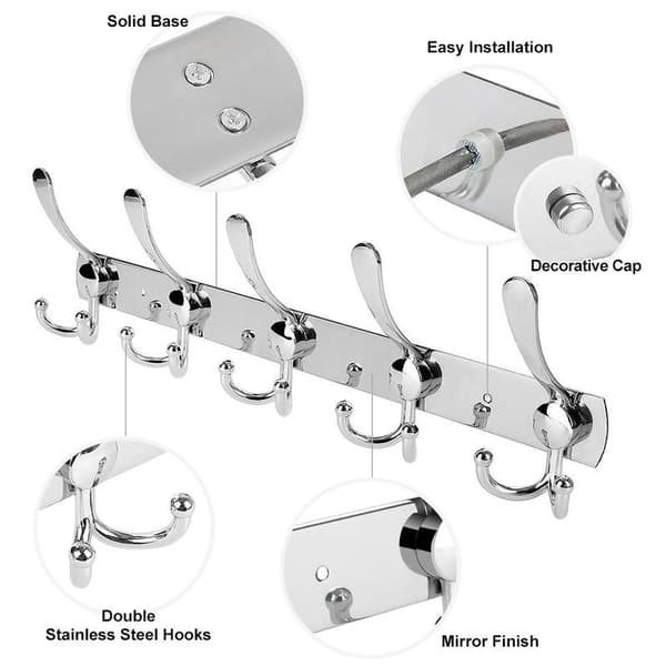 Wall Mounted Coat Hook, 1-Pack Stainless Steel Wall Mounted Coat Rack Durable Robe Hat Clothes Hooks