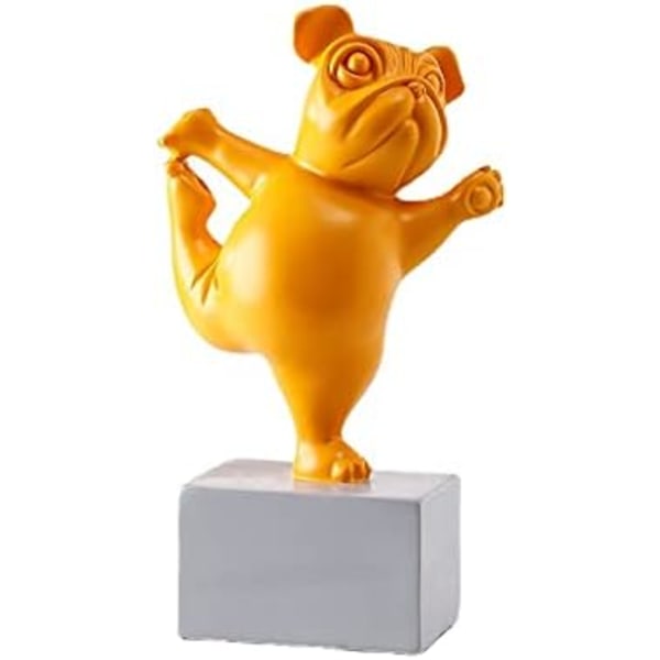 Harpiks Yoga Fransk Bulldog Statue Harpiks Hundefigurer Nordiske Kreative Tegnefilm Dyr Skulptur Børneværelse Dekoration Håndværk (Gul)