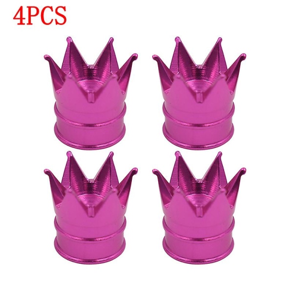 4st Crown Wheel Tire Ventil Caps För Bil Motorcykel Dammtät Ventil Caps Cover Bil Styling Auto Exteriör Dekoration Tillbehör| | 4PCS Pink