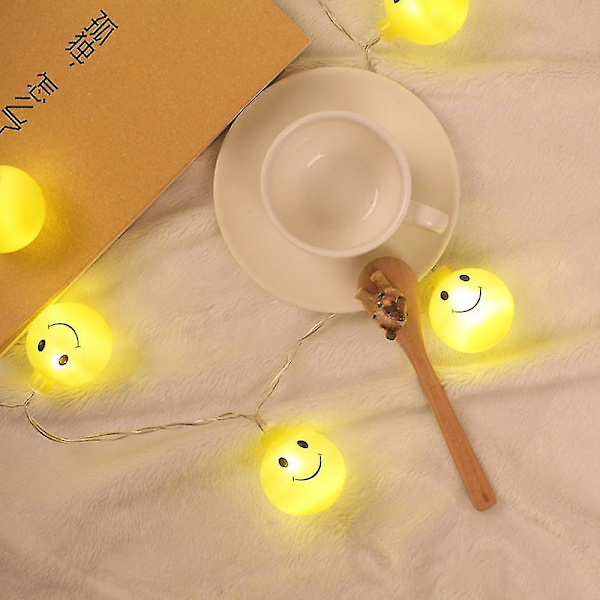 1,5 m 10 LED-lys Smiley Face Fe-lyskæde Batteridrevet Børneværelsesdekoration Lys Nytår