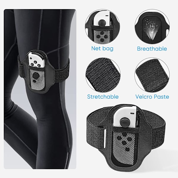 2-pak justerbare elastiske benstropper til Switch Sports og Switch Ring Fit Adventure, kompatibel med Switch Oled-controllere