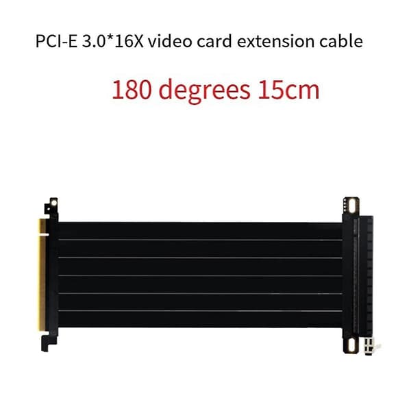 Pci-e 3.0 16x 180 grader, Pci-e grafikkort forlængerkabel netværkskort adapter, fuld hastighed og Black