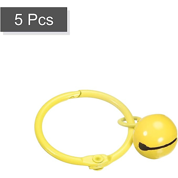 5 stk Nøgleringe med klokker, gul dia Christmas Jingle Bell Pet Bells Rustfrit stål nøglering til gør-det-selv-håndværk, fest, tasker vedhæng