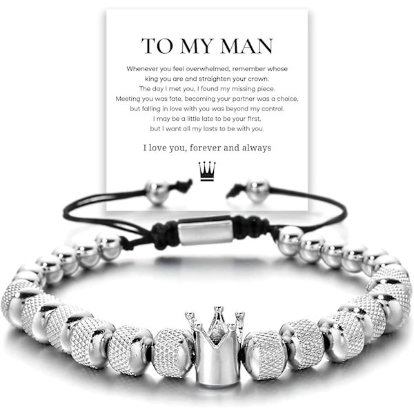 To My Man Armband För Män, Infinity Läder Flätad Make Födelsedagspresenter från frun Jag älskar dig för alltid och alltid handgjorda armband C Silver