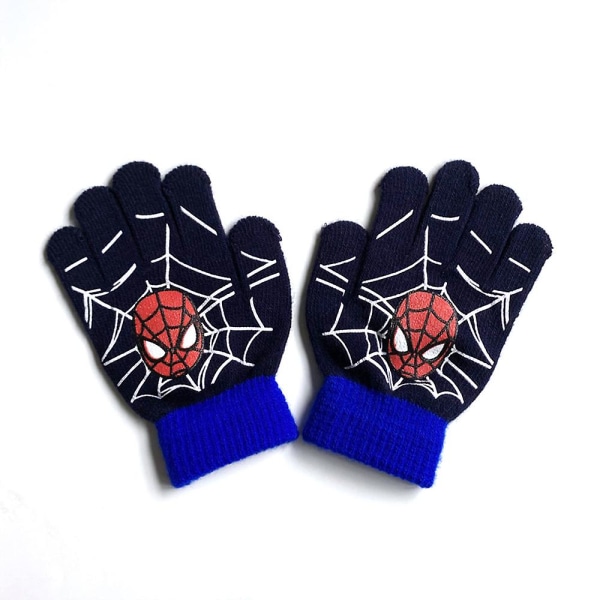 Spiderman Kids Full Finger Hansker Utendørs Varm Vinter Strikket Thermal Hanske Votter Gaver B