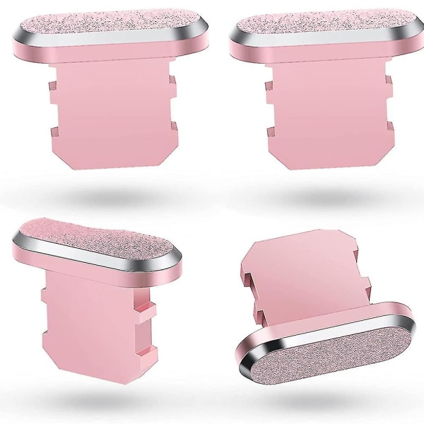4 stk antistøvplugger som er kompatible med Iphone, beskytter ladedeksel_(happyshop) Pink