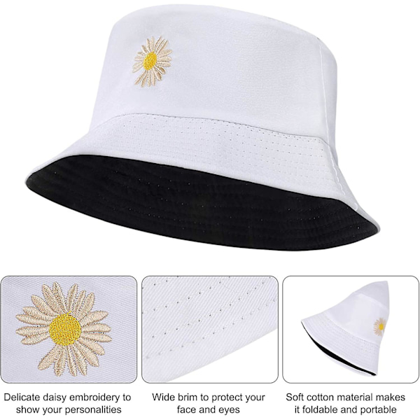 Fishermen's Hat Unisex Reversible Cotton Daisy bøtte har for fotturer Camping gave