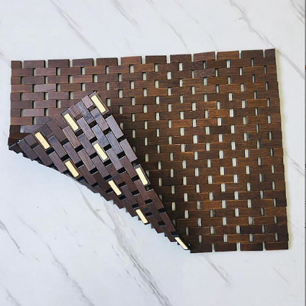 Bademåtte Anti For Slip Bademåtte Gulvmåtte Bambus Træ Brusebad Spa Hjem Gulv Brown