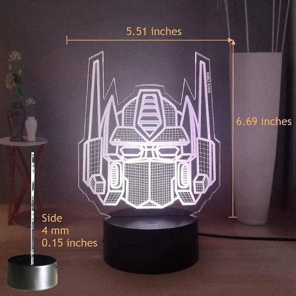 Otwoo Otwoo Transformers 3d yövalo, Optimus Prime 7 värin led-pöytälamppu, kaukosäädin Lasten makuuhuoneen yölamppu, lasten poikien syntymäpäivä joulu