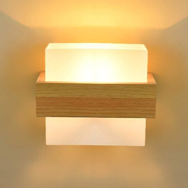 Vægbelysning , Trævæglamper Soveværelse, Moderne Væglysholder Belysning til Study-a Sengekant L