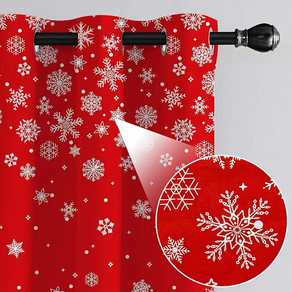(132 X 215 Cmred julgardiner för vardagsrum, snöflinga jul mörkläggningsgardiner Thermal brusreducering, julrum mörkläggning