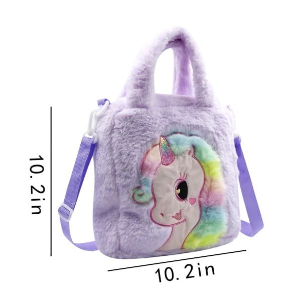 Kid Piger Crossbody Pung Sød Unicorn skuldertaske Håndtaske Fuzzy Tote