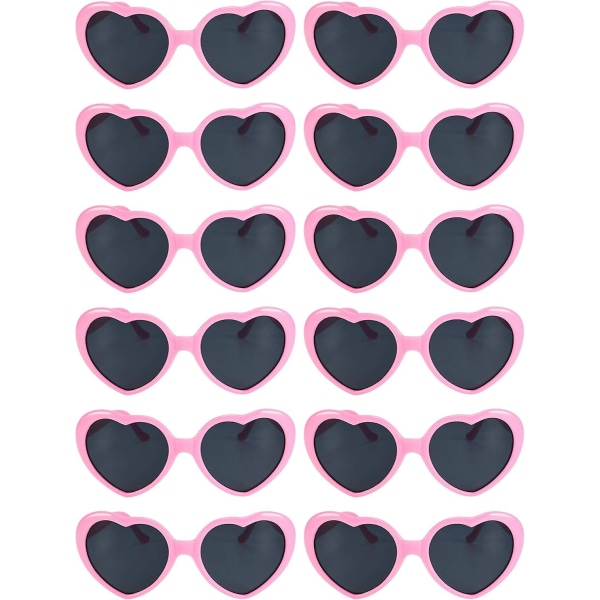 12 stycken neonfärger hjärtformade solglasögon för kvinnor festfavoriter och festivaler Pink