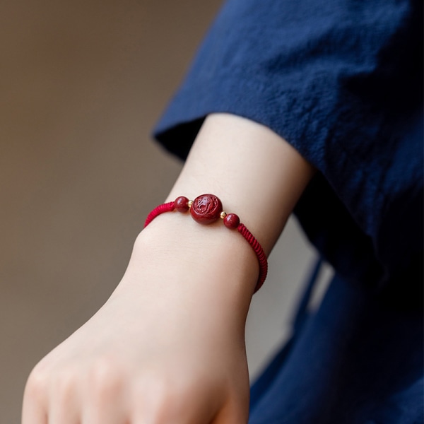 Cinnabar Zodiac Red Rope Armbånd Honmei Nian Bead Armbånd (06 Zodiac slange)