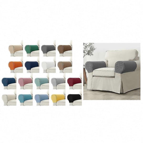 Sett med 2 plysj-armlenebeskyttere i polyester for sofa, til hjem og kontor, turkisblå Light  Coffee