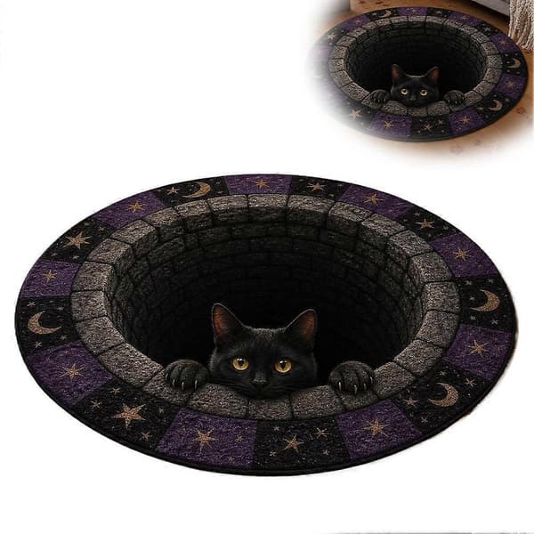 3D Halloweenmatta 60 cm Rund Kristall Sammet Golvmatta D 60*60CM