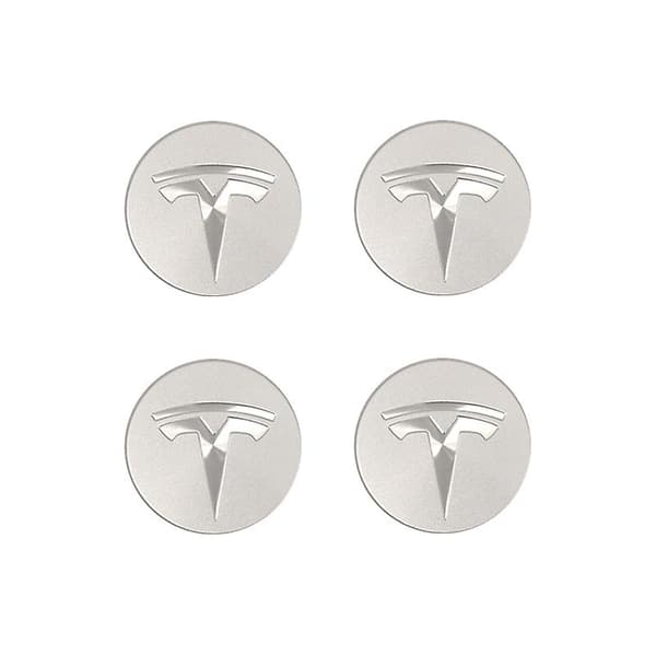Passer til Tesla Tesla Model 3 Hjulkapsel Center Logo - Sort Sort Label (mat) (fire stk.)