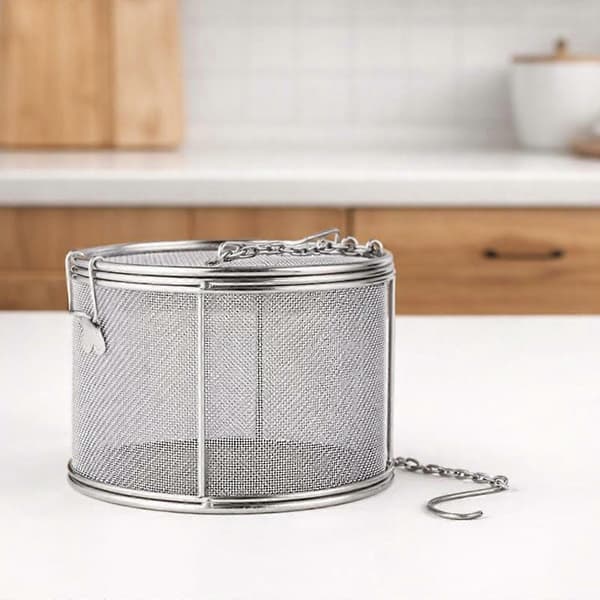 Tekule-infuser i netting, krydderkurv, tekrydder-infuser i rustfritt stål med finmasket netting Diameter 16cm