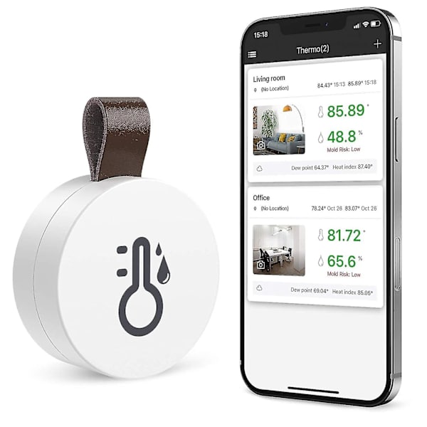Trådløst termometer hygrometer, Oria Mini Bluetooth 5.0 fugttemperatursensor med dataeksport og advarsler