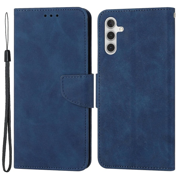 Samsung Galaxy A14 5g lompakkopuhelimen phone case Magneettisesti suljettava jalusta Flip yksivärinen Pu-nahkainen puhelimen cover Blue