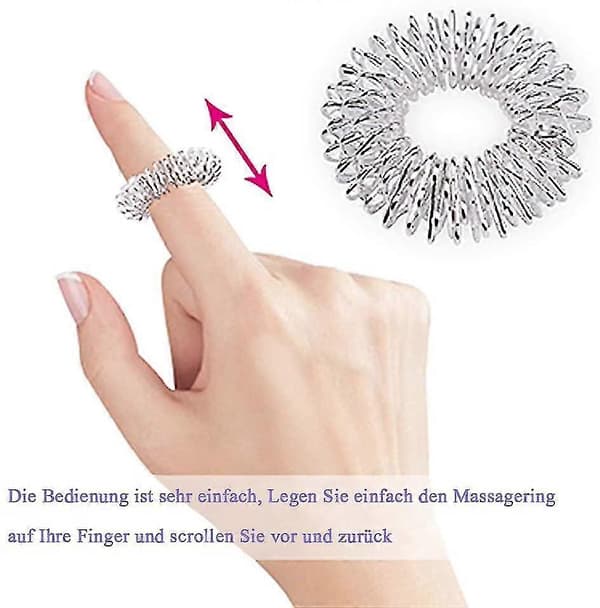 5 stk massasjering piggete sensoriske fingerringer, akupressurringer silver