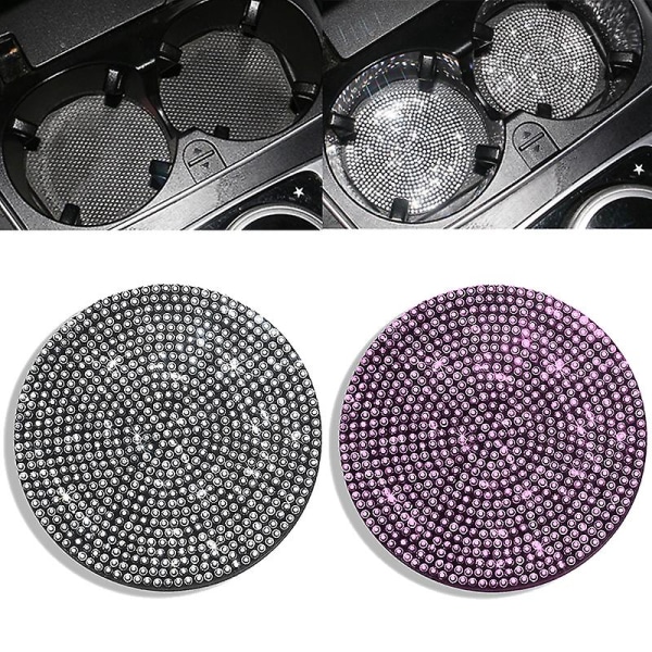 Diamond Rhinestone Car Coaster Water Cup Slot Sklisikker matte Silica Pad Koppholder Matte Bil Gadget Bling Bilinteriørtilbehør - Anti-skli matte B-Purple