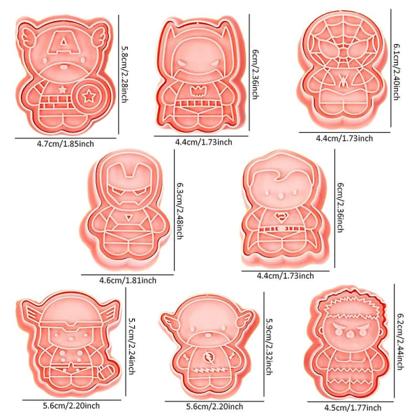 Marvel The Avengers Keksileikkurit Superhero Biscuit Mold Kakun leivonta Tee jälkiruoka mould 8 kpl / set