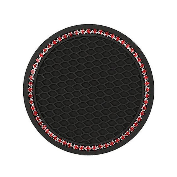 2st/1st Bilunderlägg Vattenkopp Flaskhållare Anti Slip Pad Mat Silica Gel För Inredning Bil Styling Tillbehör|drycker Hållare| red diamond 2pcs