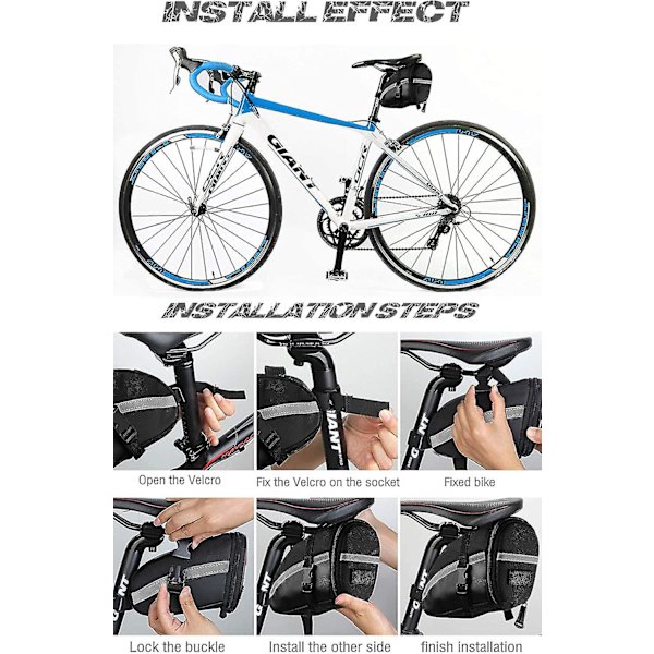 Cykelsadeltaske, kompakt vandtæt rammetaske Cykeltaske Top Tube Bag Aero Wedge Pack Mountainbiketaske til mountainbikes, cykler og landevejscykler